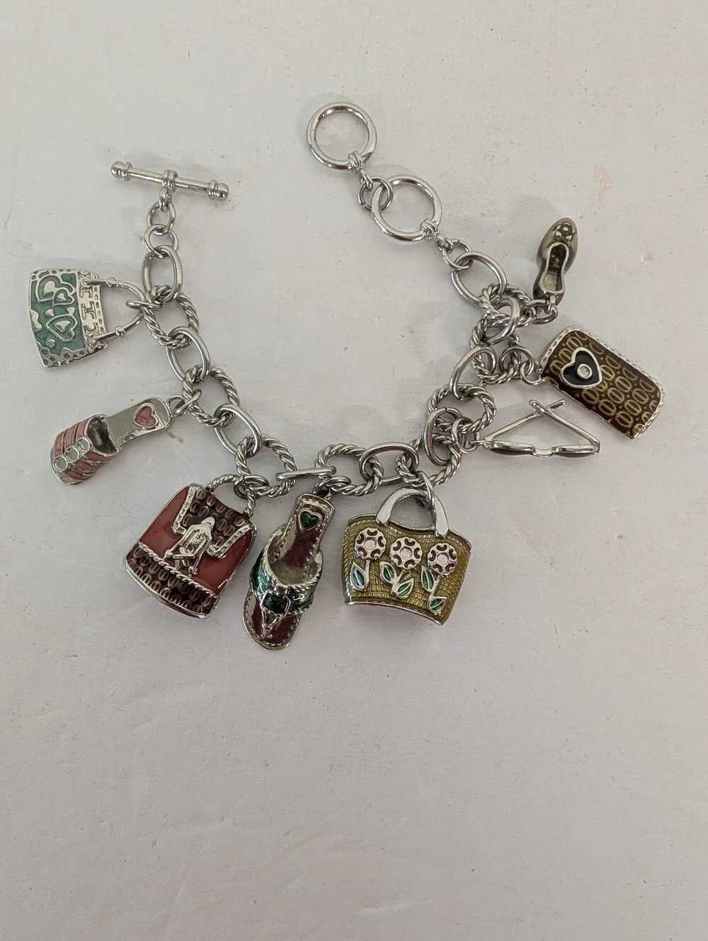 Bracelet Charms Of Handbag & Shoe Charms Silver Tone Easy Clasp - Picture 3 of 4